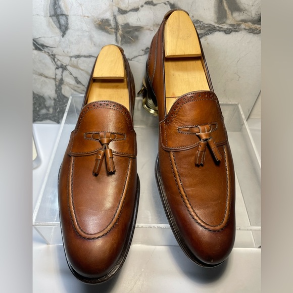 Louis Vuitton dress shoes loafers men brown leather tassel sz 8M made in italy - Picture 8 of 16